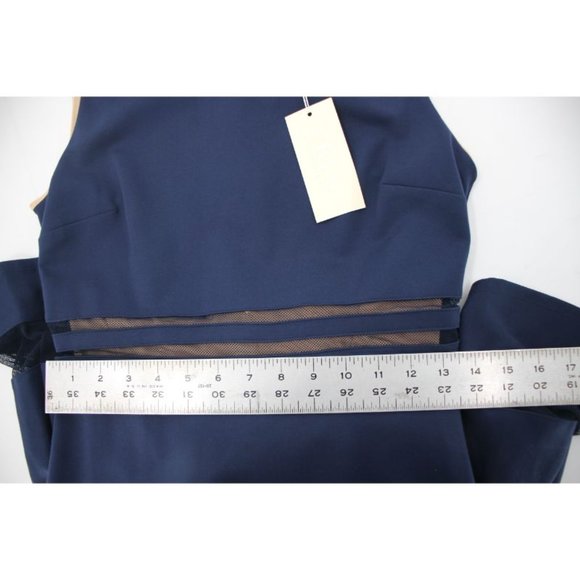 NWT $295 ERIN Fetherston women's size 4 sleeveless fit & flare dress navy blue - Picture 9 of 14